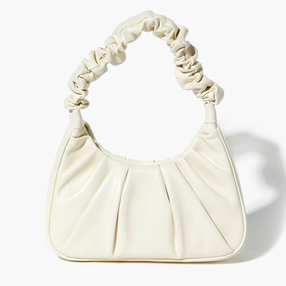 Forever 21 Ruched Baguette Shoulder Bag Cream
